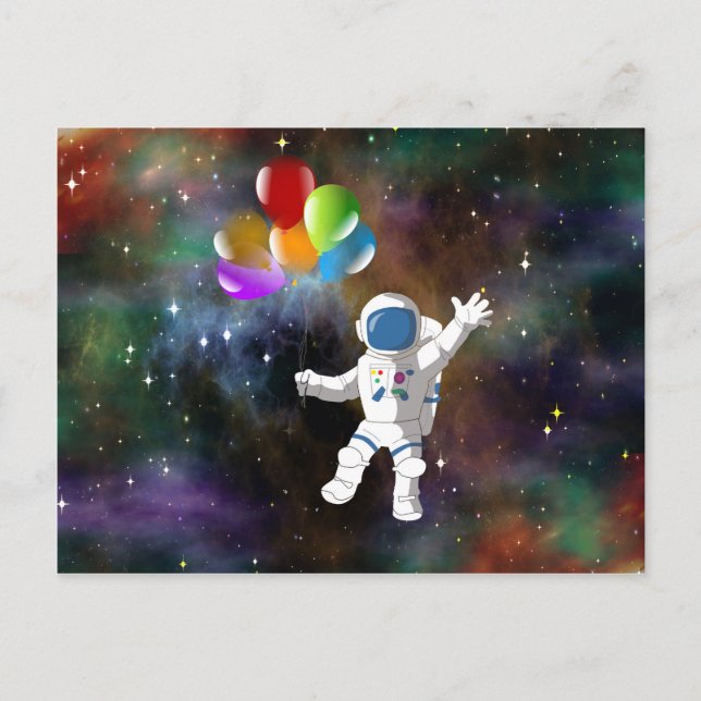 Astronaut with Balloons Postcard (Front)