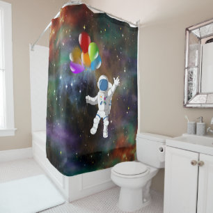 Astronaut with Balloons Shower Curtain