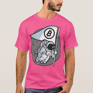 Astronaut with Bitcoin Crypto Blockchain Flag on t T-Shirt