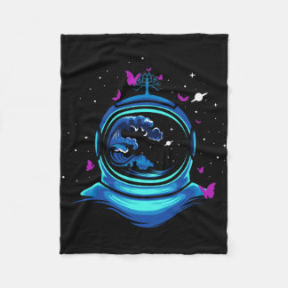 Astronaut With Butterfly Fleece Blanket