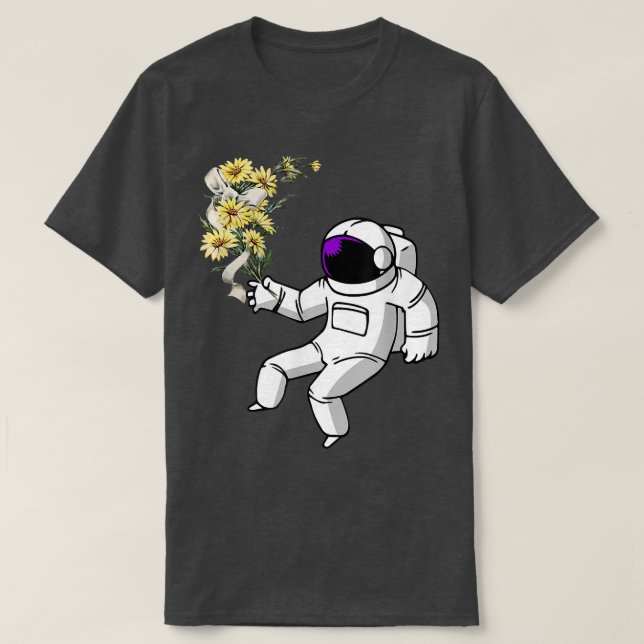 Astronaut With Flowers  T-Shirt (Design Front)