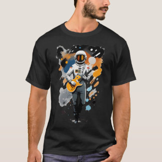 Astronaut With Guitar Playing Music T-Shirt