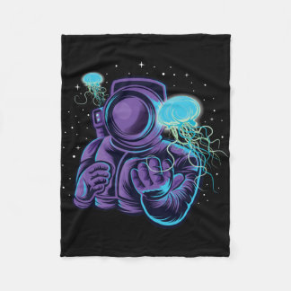 Astronaut With Jellyfish Fleece Blanket