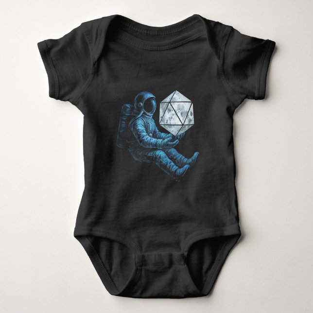 Astronaut with Moon Dice Baby Bodysuit (Front)