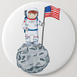 Astronaut with name tag 6 cm round badge