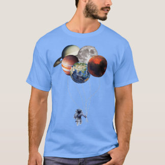Astronaut with Planet Balloons Space  T-Shirt