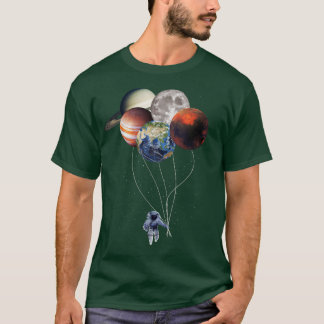 Astronaut with Planet Balloons Space T-Shirt