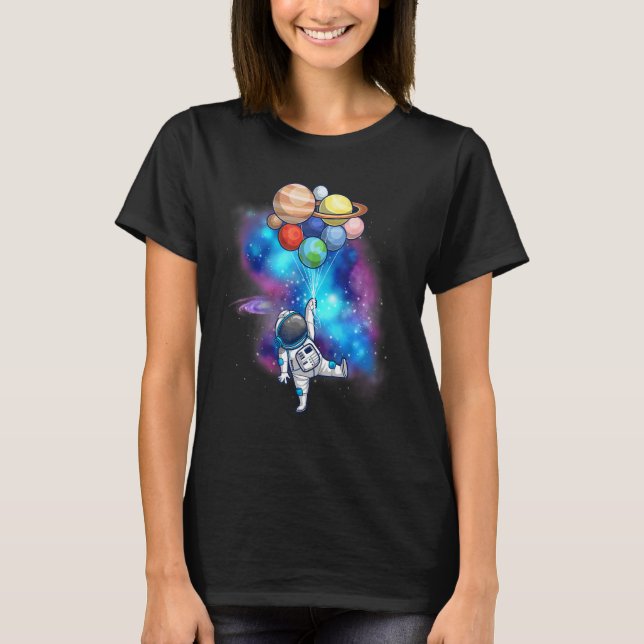 Astronaut With Planets In Hand For Men Women Space T-Shirt (Front)