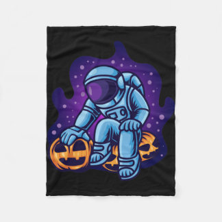 Astronaut With Pumpkins Fleece Blanket