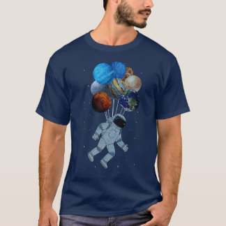 Astronaut With Solar Planet System Balloon Space A T-Shirt