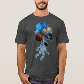 Astronaut With Solar Planet System Balloon Space A T-Shirt