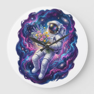 Astronaut with Wildflowers Space Graphic Tee   Elk Large Clock