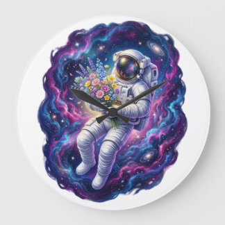 Astronaut with Wildflowers Space Graphic Tee | Elk Large Clock