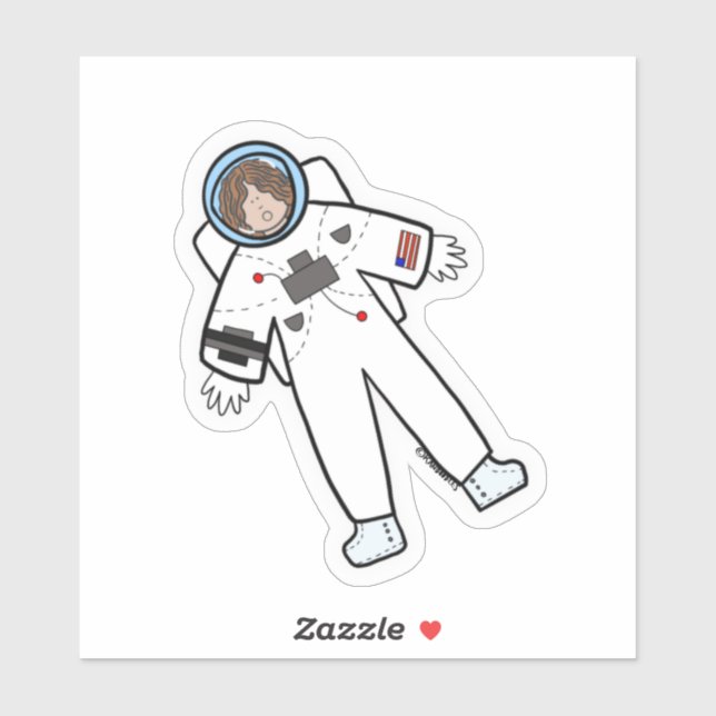 Astronaut woman custom cut sticker (Sheet)