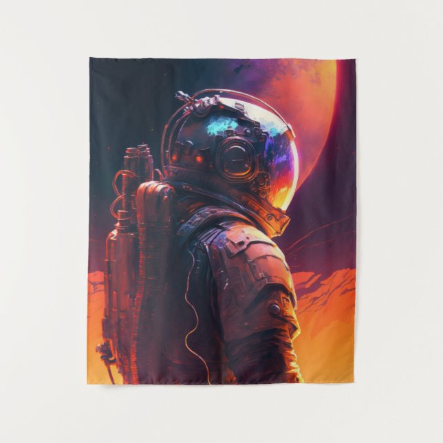 Astronaut World Discovery Painting Human Universe Tapestry (Front)
