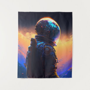 Astronaut World Discovery Painting Human Universe Tapestry