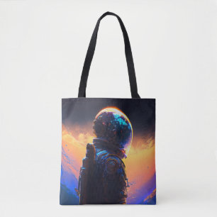 Astronaut World Discovery Painting Human Universe Tote Bag