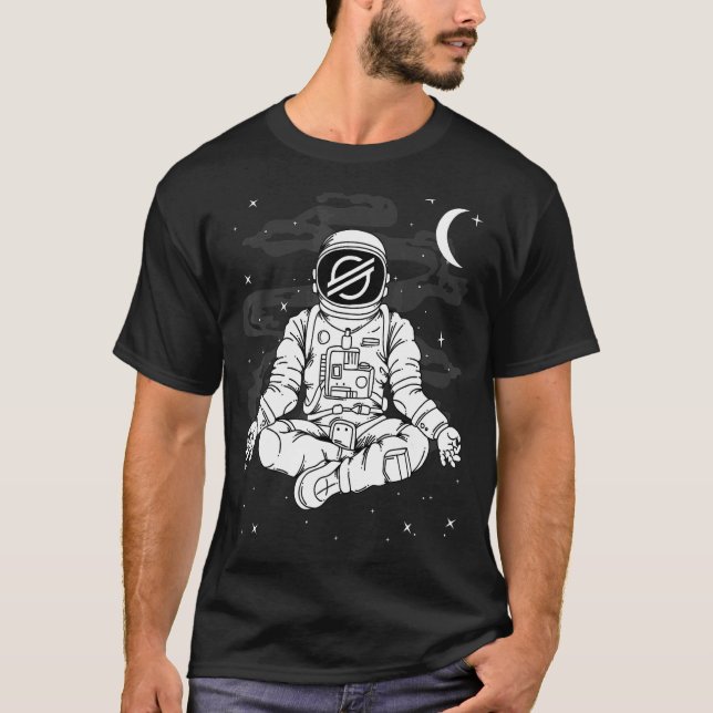 Astronaut Yoga Stellar Xlm Coin To The Moon Crypto T-Shirt (Front)