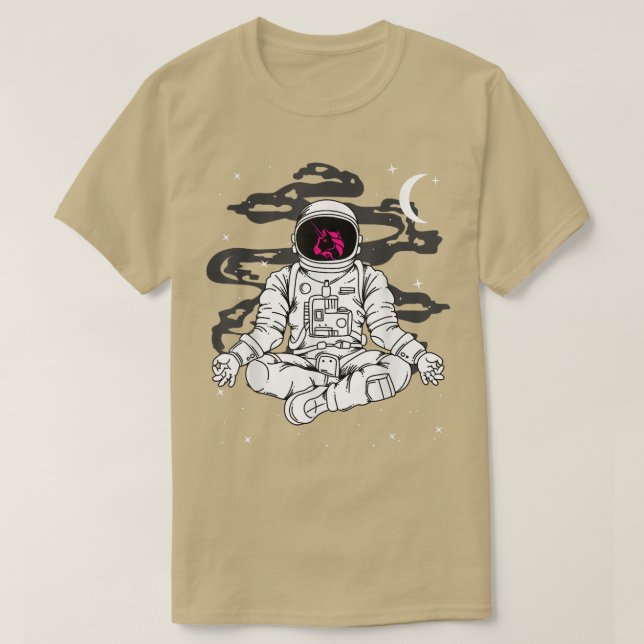 Astronaut Yoga Uniswap UNI Coin To The Moon Crypto T-Shirt (Design Front)