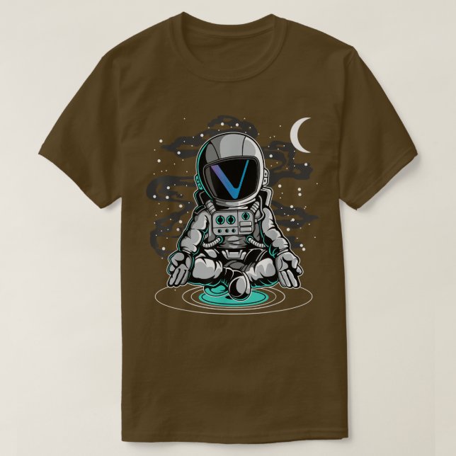 Astronaut Yoga Vechain VET Coin To The Moon Crypto T-Shirt (Design Front)