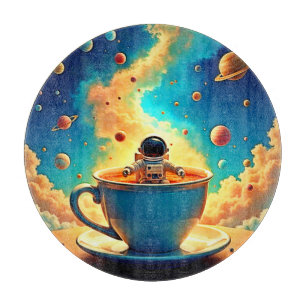 Astronaut's Coffee Cosmos Journey Cutting Board