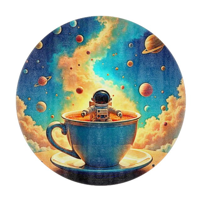 Astronaut's Coffee Cosmos Journey Cutting Board (Front)
