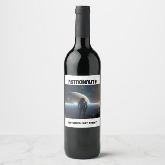 Astronauts floating in the universe wine label