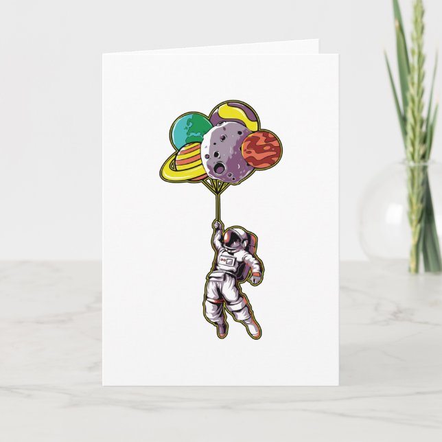 Astronauts fly into Space Card (Front)
