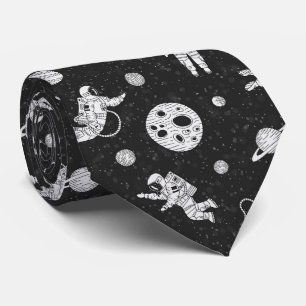 Astronauts in outer space  black and white tie