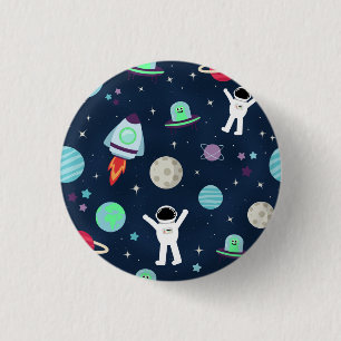 Astronauts Planets Rockets and Aliens 3 Cm Round Badge