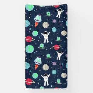 Astronauts Planets Rockets and Aliens Banner
