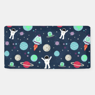 Astronauts Planets Rockets and Aliens Banner