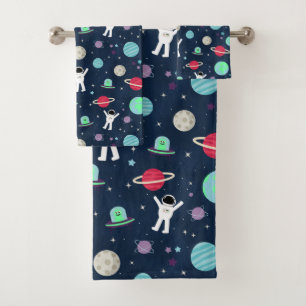 Astronauts Planets Rockets and Aliens Bath Towel Set