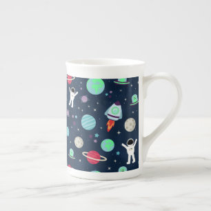 Astronauts Planets Rockets and Aliens Bone China Mug
