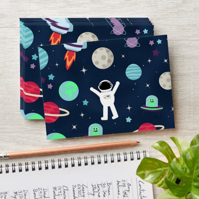 Astronauts Planets Rockets and Aliens Envelope (Stacked)