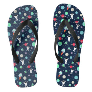 Astronauts Planets Rockets and Aliens Jandals