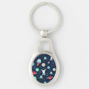Astronauts Planets Rockets and Aliens Key Ring