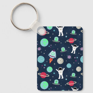 Astronauts Planets Rockets and Aliens Key Ring