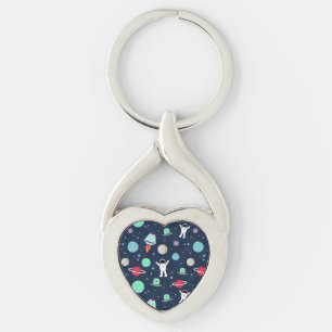 Astronauts Planets Rockets and Aliens Key Ring