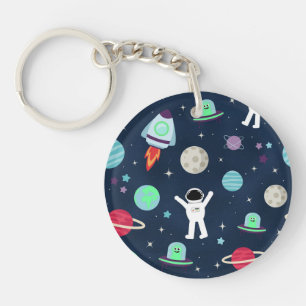 Astronauts Planets Rockets and Aliens Key Ring