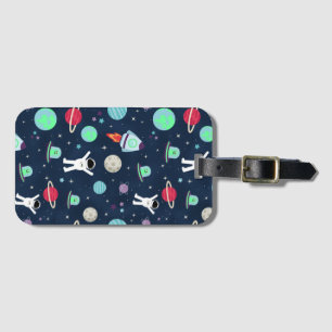 Astronauts Planets Rockets and Aliens Luggage Tag