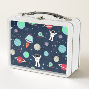 Astronauts Planets Rockets and Aliens Metal Lunch Box
