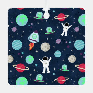 Astronauts Planets Rockets and Aliens Metal Tree Decoration