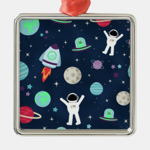 Astronauts Planets Rockets and Aliens Metal Tree Decoration