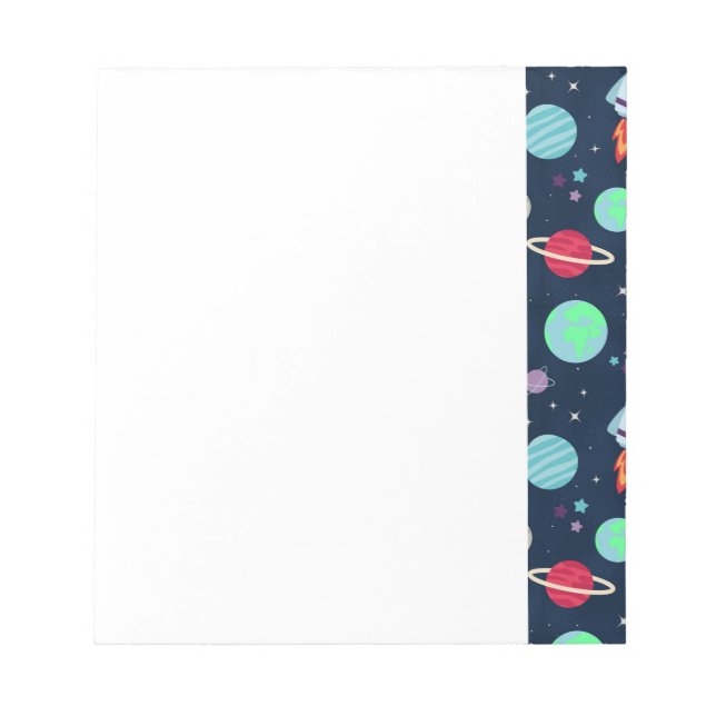 Astronauts Planets Rockets and Aliens Notepad (Front)