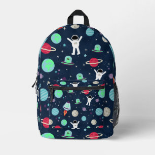 Astronauts Planets Rockets and Aliens Printed Backpack