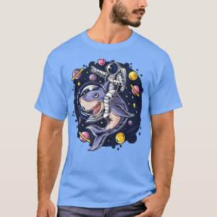 Astronauts Ride A Shark In Space ( galaxy ) With T T-Shirt