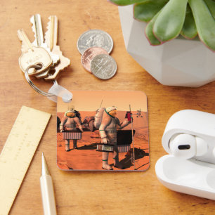 Astronauts Setting Up Weather Equipment On Mars. Key Ring