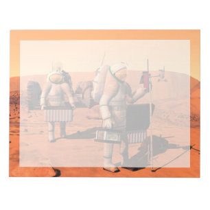 Astronauts Setting Up Weather Equipment On Mars. Notepad