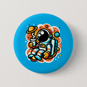 Astronaut's Space Coffee Moment 6 Cm Round Badge